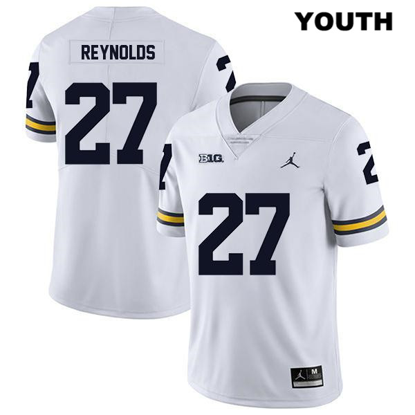 Youth NCAA Michigan Wolverines Hunter Reynolds #27 White Jordan Brand Authentic Stitched Legend Football College Jersey BJ25E10QB